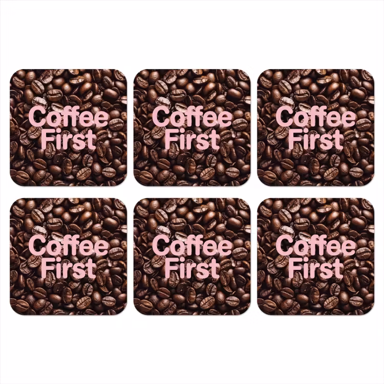 Coffee First - Koffiebonen - Roze onderzetter kurk middel -3d