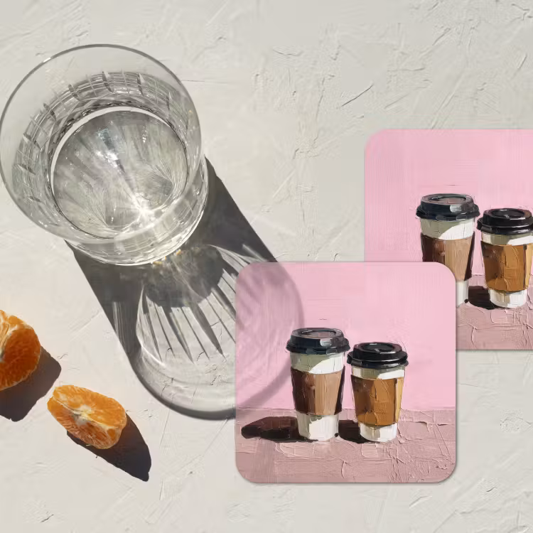 Koffiebekers - Deksel - Verf - Textuur onderzetter kurk middel -sfeer4