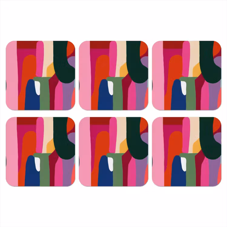 Kleurvakken - Recht - Rond - Abstract onderzetter kurk middel -3d