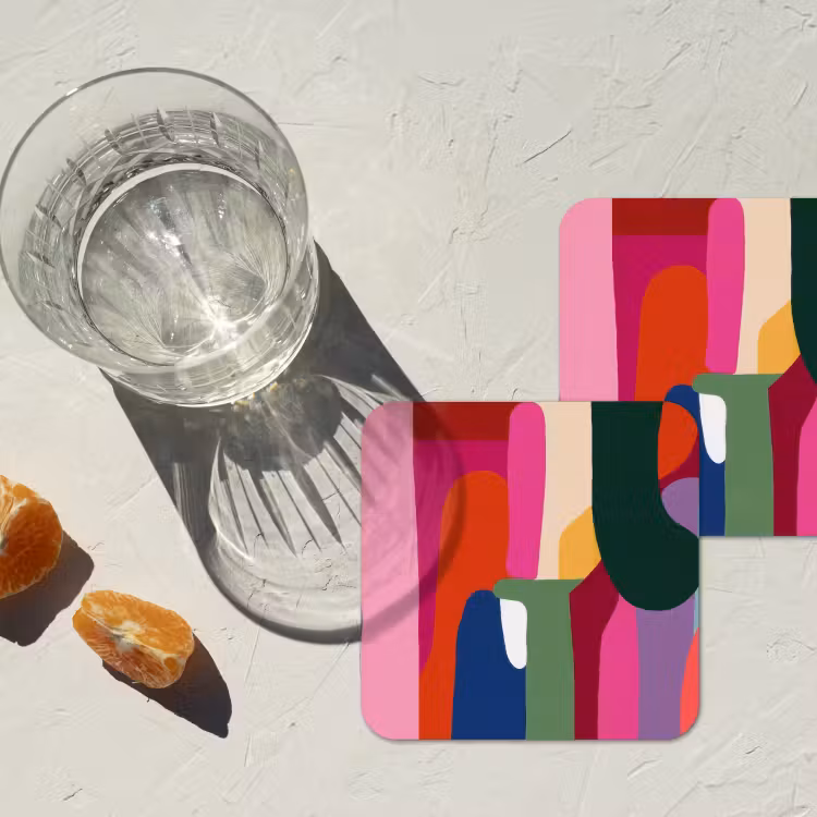Kleurvakken - Recht - Rond - Abstract onderzetter kurk middel -sfeer4