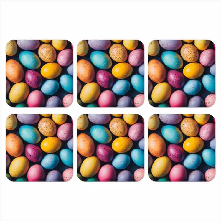 Kleurrijk - Paaseitjes - Spetters onderzetter kurk middel -3d