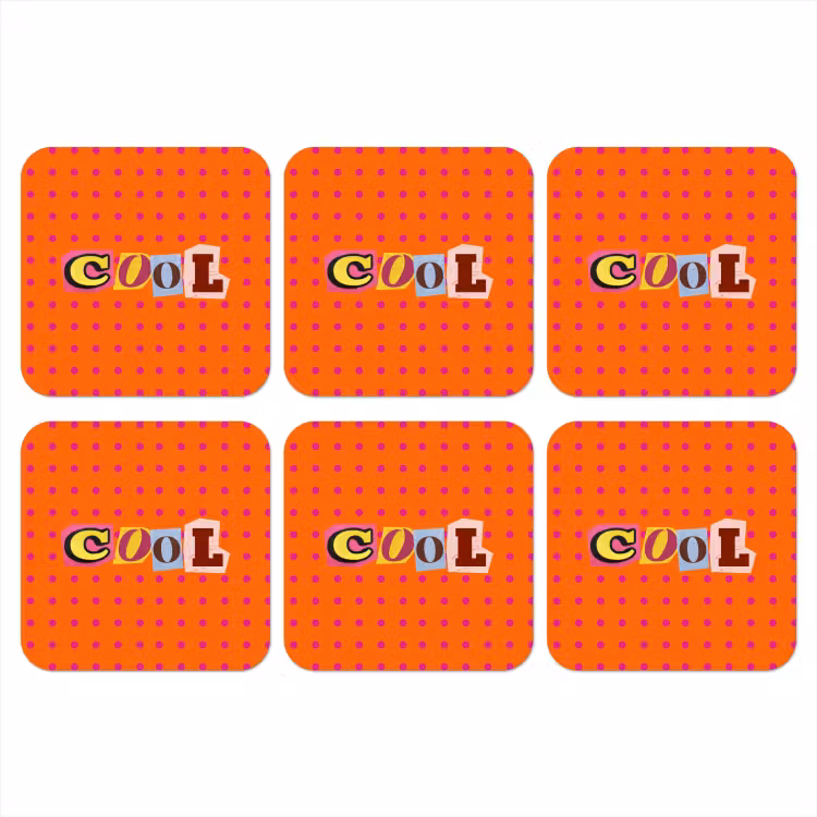 Cool - Stippen - Oranje onderzetter kurk middel -3d