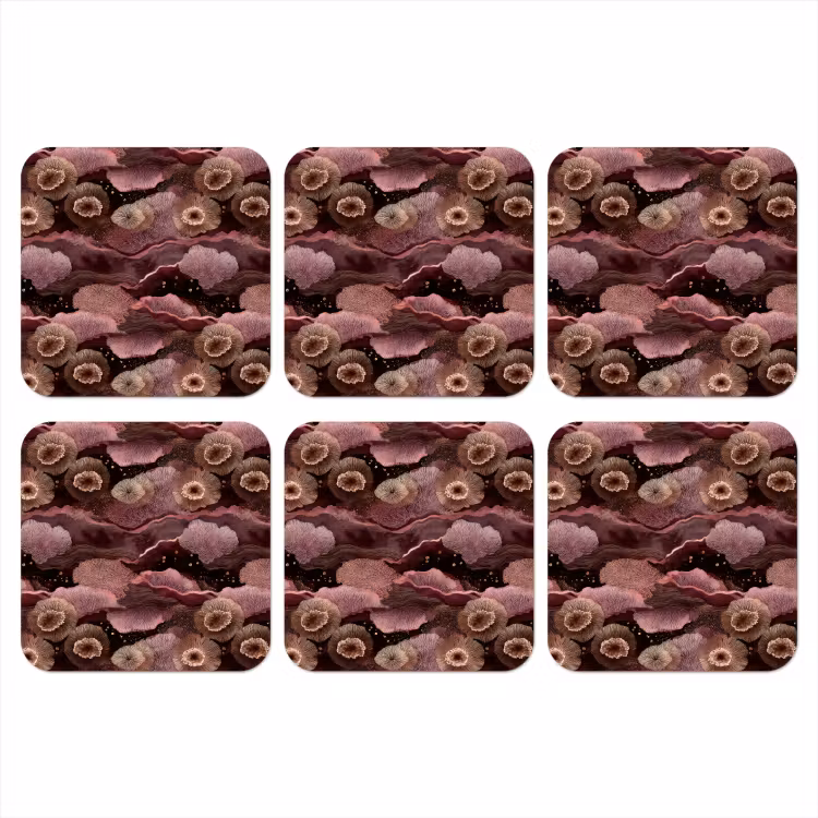 Koraal - Organisch - Roze onderzetter kurk middel 366 -3d