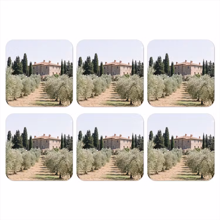 Coaster - Country house - olive tree - orchard - Landhuis - olijfboom - gaard onderzetter kurk middel