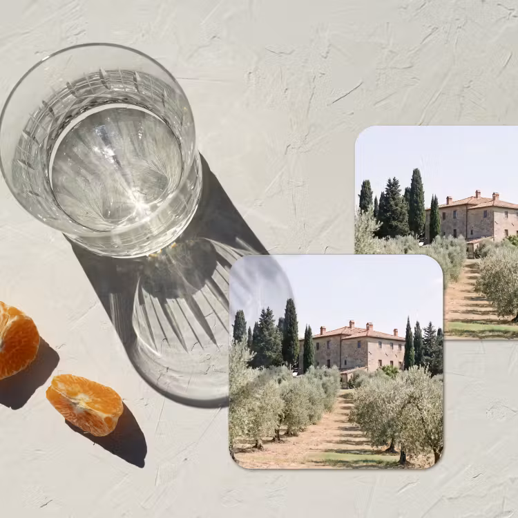 Coaster - Country house - olive tree - orchard - Landhuis - olijfboom - gaard onderzetter kurk middel
