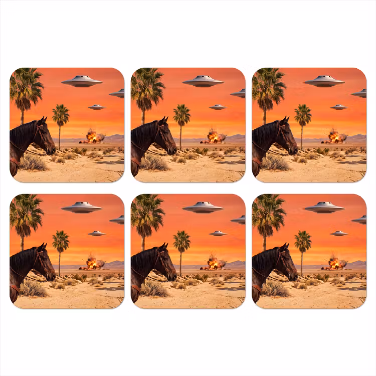 Coaster - Cowboy - Horse - Desert - Cowboy - Paard - Woestijn onderzetter kurk middel