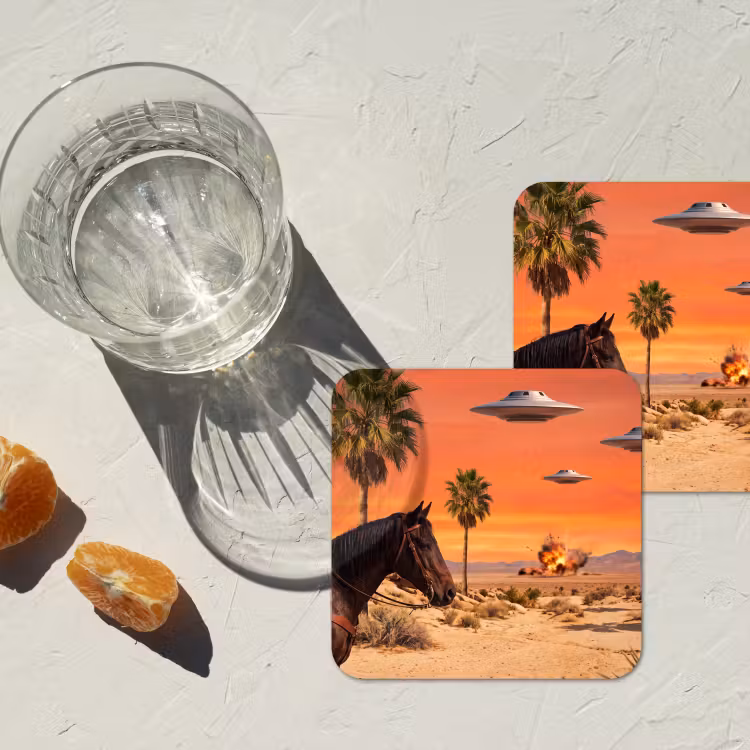 Coaster - Cowboy - Horse - Desert - Cowboy - Paard - Woestijn onderzetter kurk middel