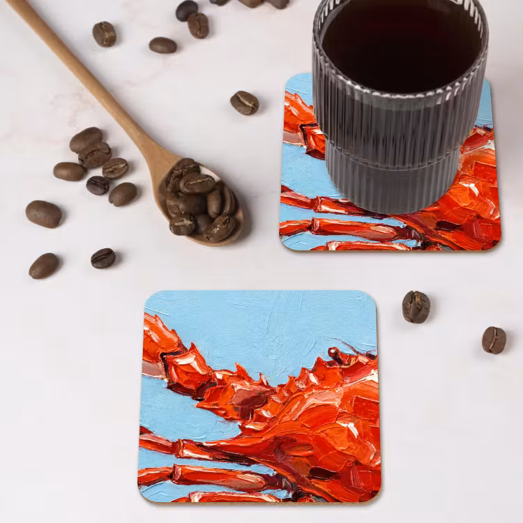 Krab - Zee - Dieren - Abstract - Rood onderzetter kurk middel -sfeer2