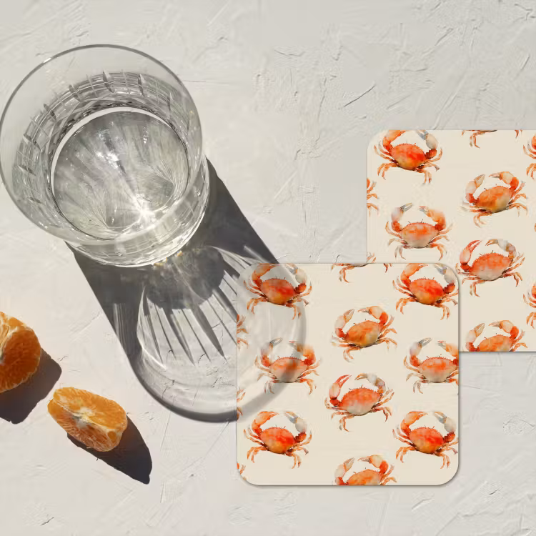Krabben - Patroon - Oranje onderzetter kurk middel 366 -sfeer4