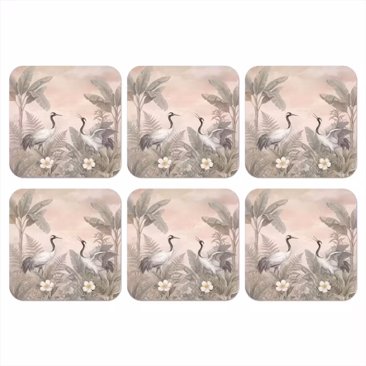 Kraanvogels - Natuur - Roze onderzetter kurk middel -3d