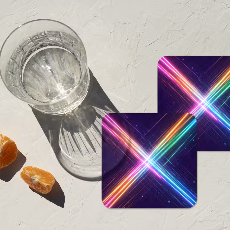 Kruisen - Lasterstralen - Neon onderzetter kurk middel -sfeer4
