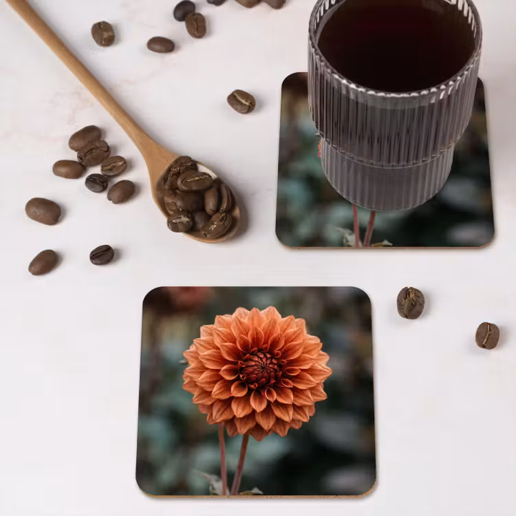 Dahlia - Bloem - Natuur - Sfeervol onderzetter kurk middel -sfeer2