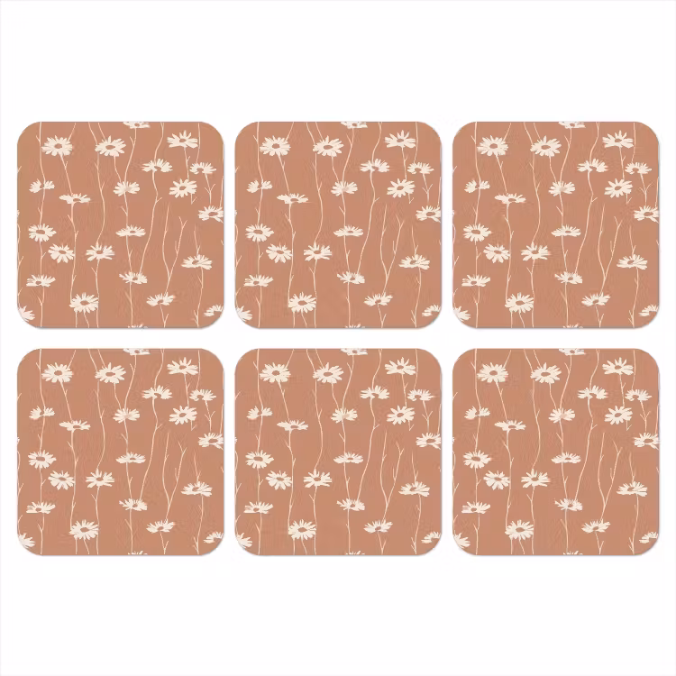 Madeliefjes - Subtiel - Terracotta onderzetter kurk middel 366 -3d