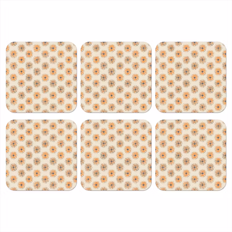 Madelief - Patroon - Oranje onderzetter kurk middel 366 -3d