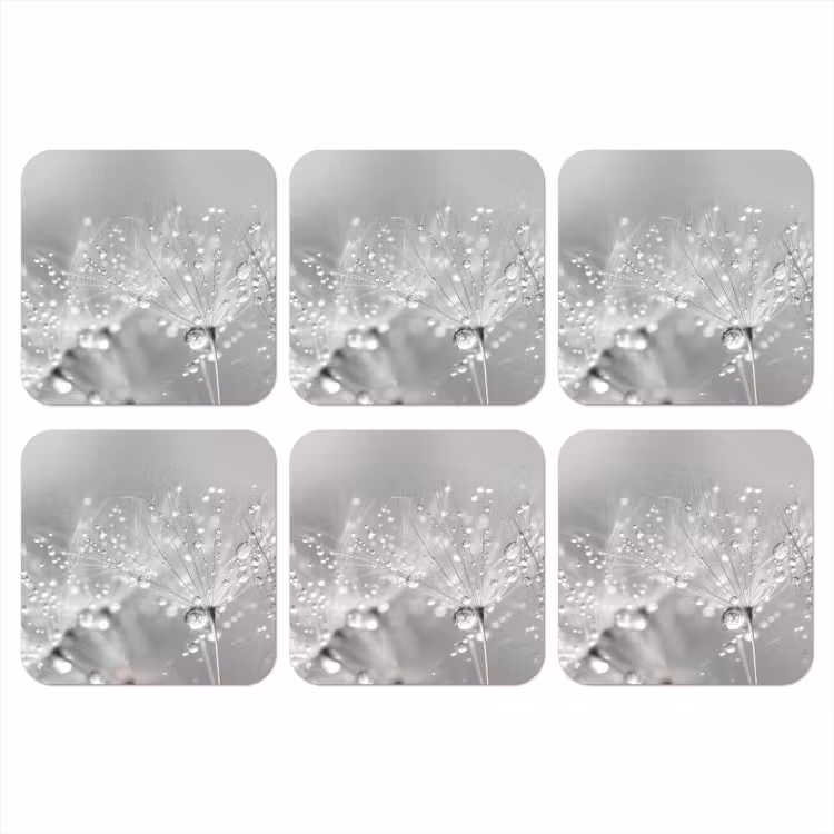Paardenbloem - Waterdruppels - Stilleven - Modern onderzetter kurk middel -3d