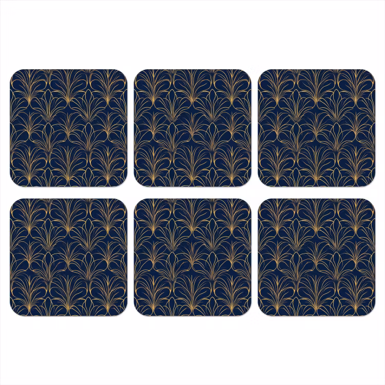 Deco - Waaier - Blauw onderzetter kurk middel 366 -3d