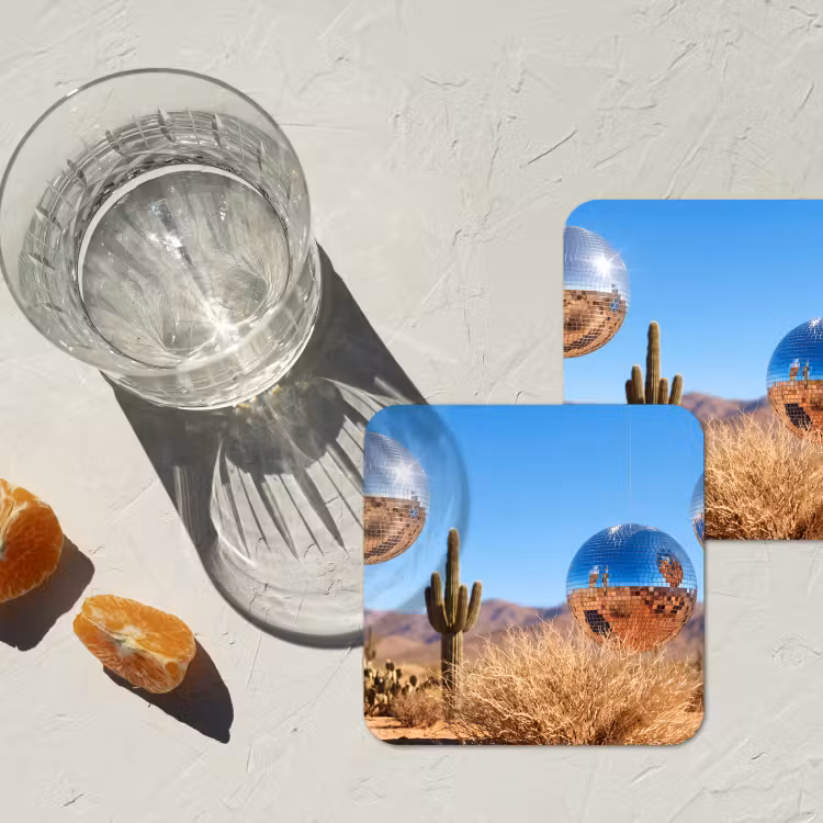 Coaster - Desert - Mirror Ball - Art - Woestijn - Spiegelbal - Kunst onderzetter kurk middel