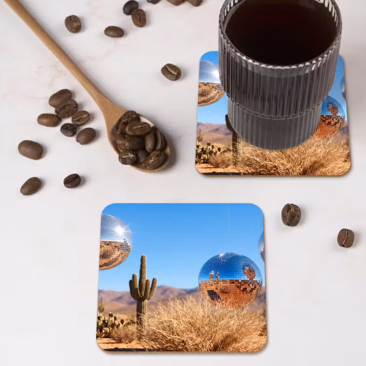 Coaster - Desert - Mirror Ball - Art - Woestijn - Spiegelbal - Kunst onderzetter kurk middel