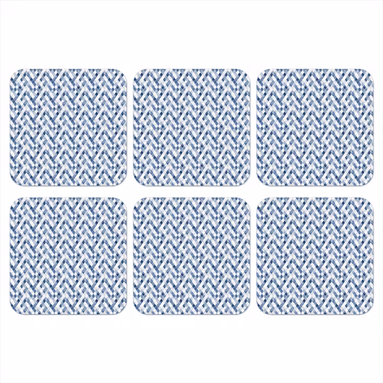 Diamant - Patroon - Blauw - Wit onderzetter kurk middel 366 -3d