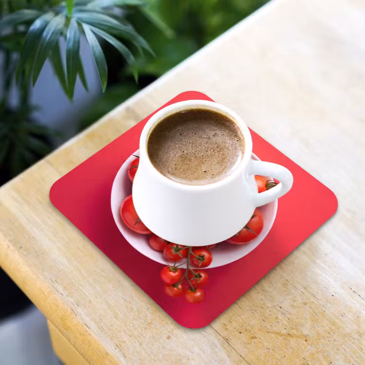 Coaster - Dinner Plate - Red - Eten - Kom - Rood onderzetter kurk middel
