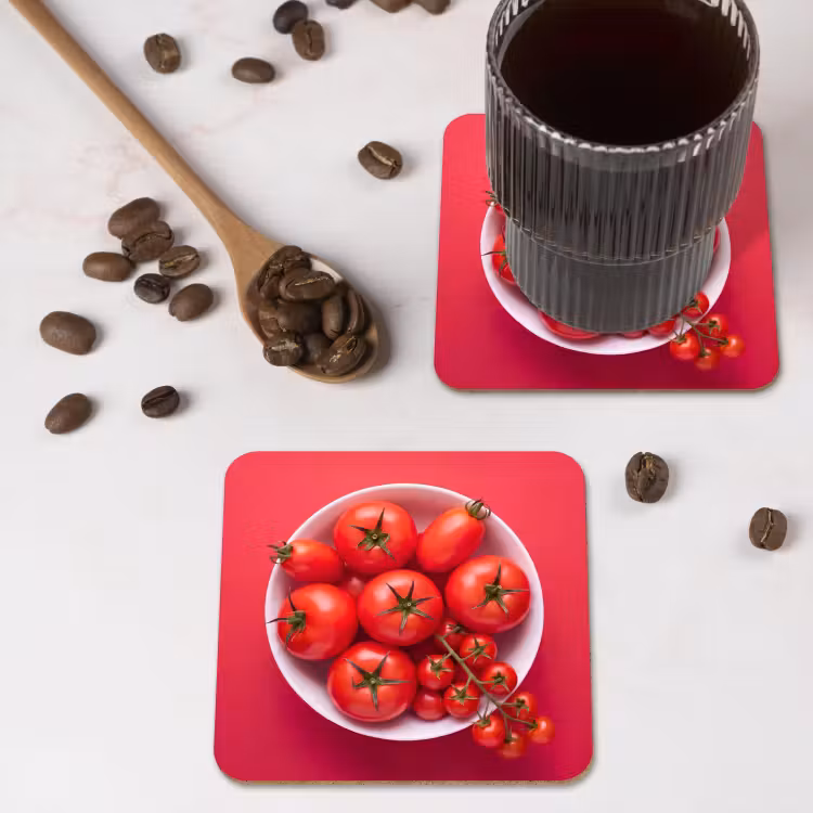 Coaster - Dinner Plate - Red - Eten - Kom - Rood onderzetter kurk middel