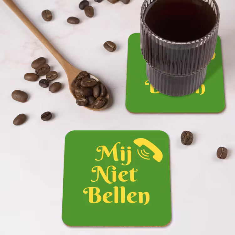 Mij niet bellen - Telefoon - Groen onderzetter kurk middel -sfeer2