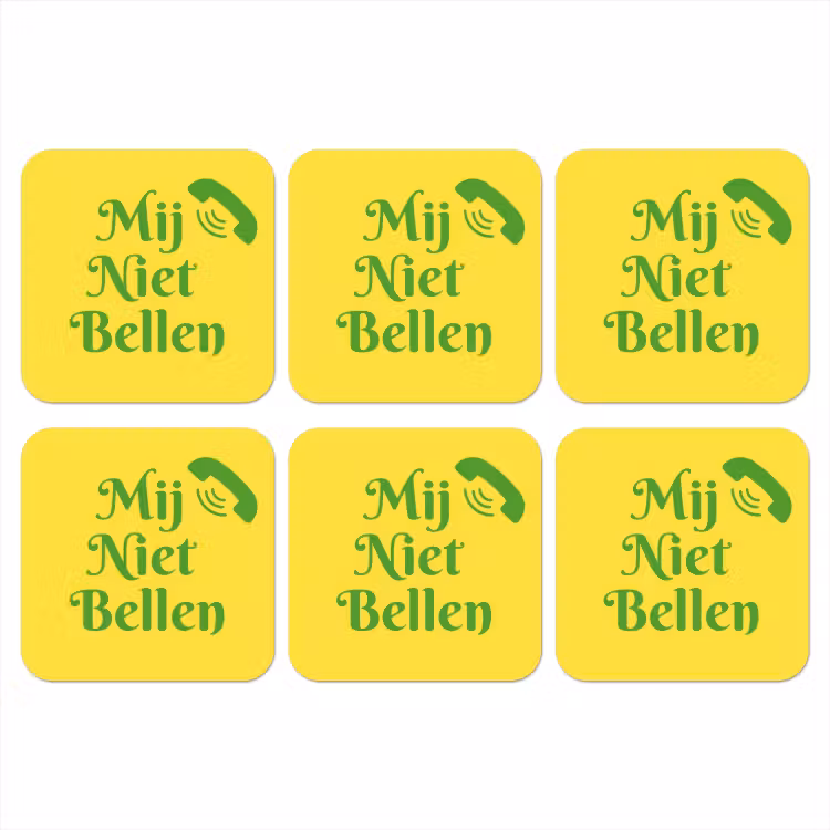 Mij niet bellen - Telefoon - Geel onderzetter kurk middel -3d