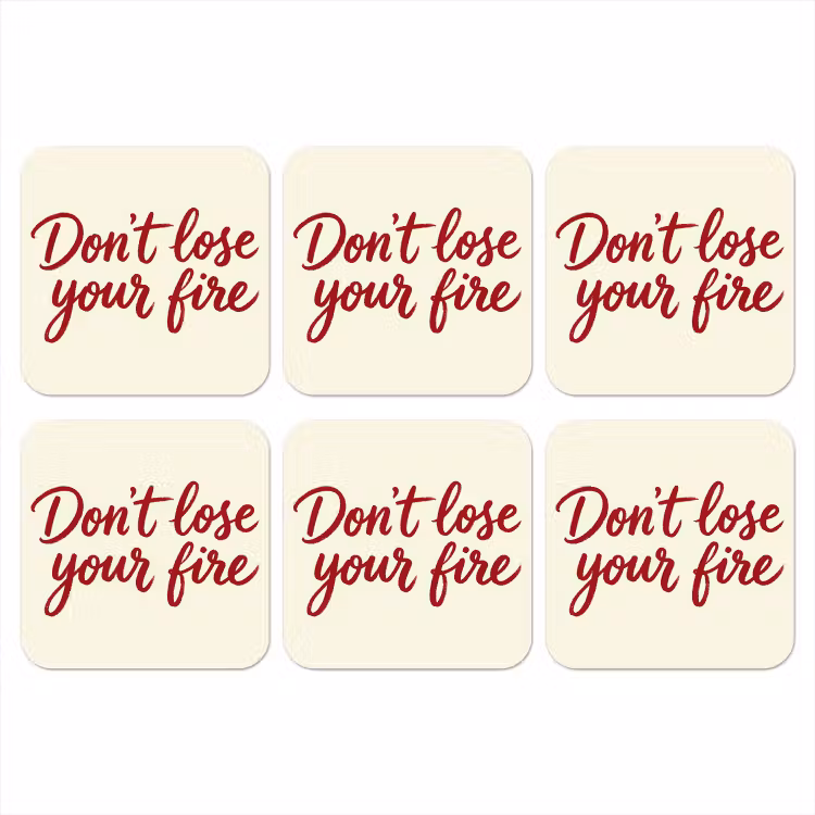 Don't lose your fire - Rood - Wit - Minimalistisch onderzetter kurk middel -3d