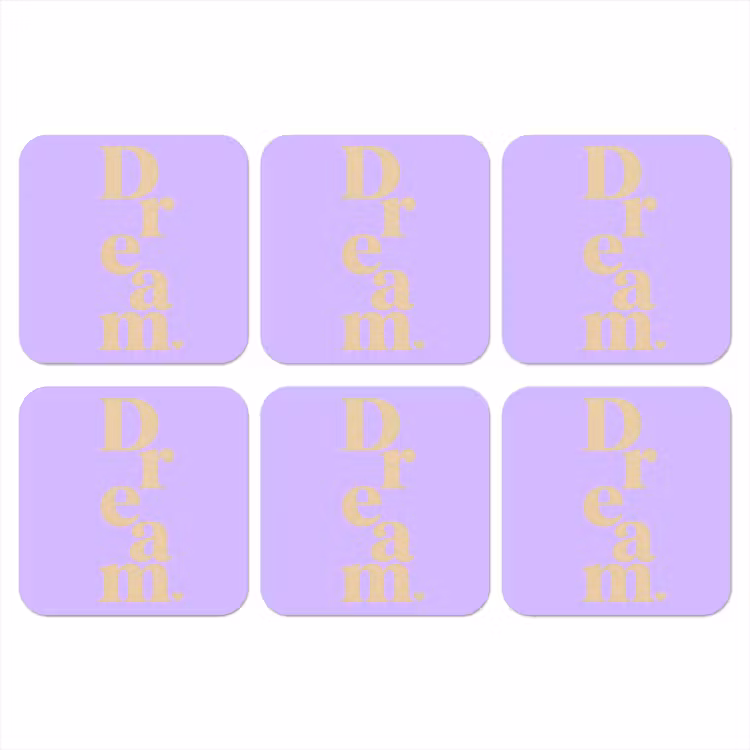 Dream - Paars - Typografisch onderzetter kurk middel -3d