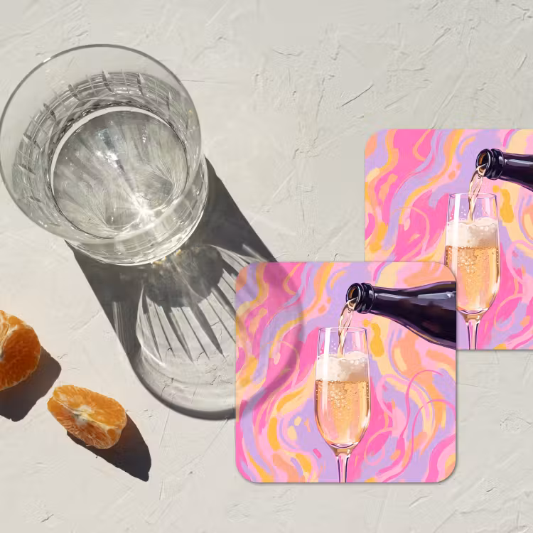 Drank - Inschenken - Feest - Abstract - Roze onderzetter kurk middel -sfeer4
