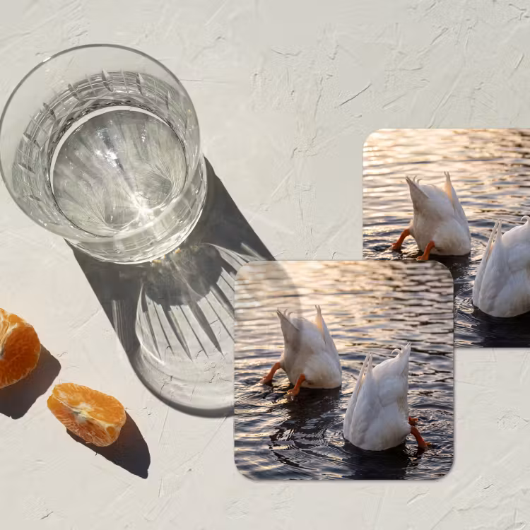 Eenden - Water - Natuur onderzetter kurk middel -sfeer4
