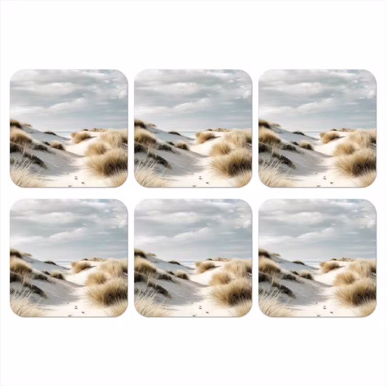 Duinen - Gras - Sporen - Wolken onderzetter kurk middel -3d