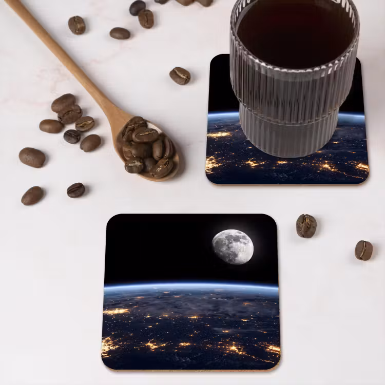 Coaster - Earth - Night - Space - Aarde - Nacht - Ruimte onderzetter kurk middel