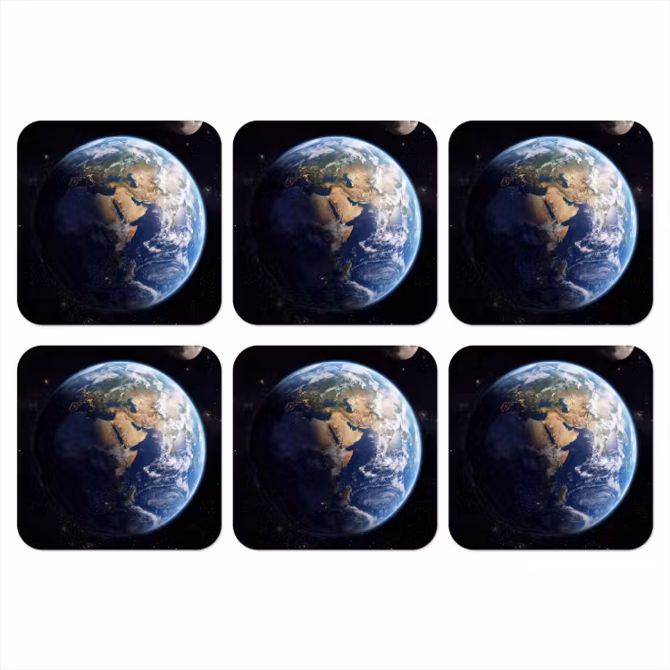 Aarde - Ruimte - Blauw - Groen onderzetter kurk middel -3d