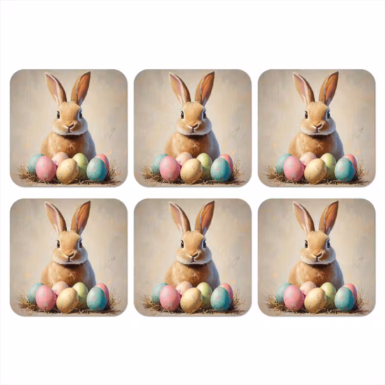 Paashaas - Pastel - Eieren onderzetter kurk middel -3d