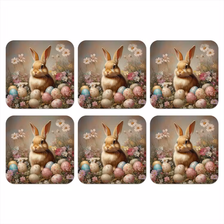 Paashaas - Lente - Paaseieren onderzetter kurk middel -3d