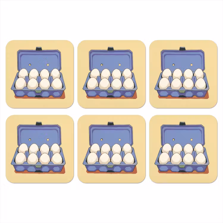 Eieren - Doos - Minimalistisch - Blauw onderzetter kurk middel -3d