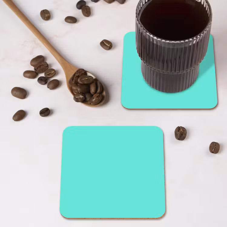 Electric - Cyan - Turkoois onderzetter kurk middel 366 -sfeer2