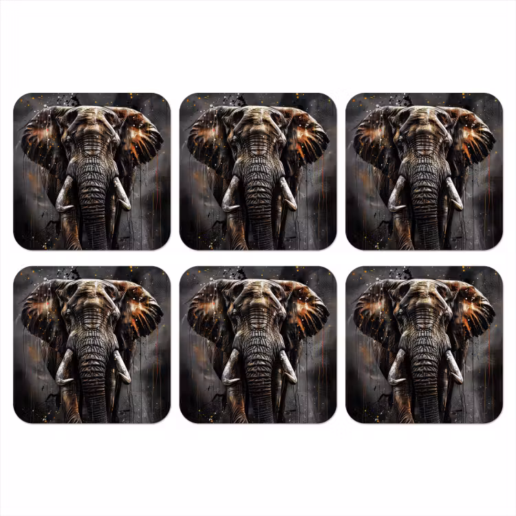 Olifant - Watercolor - Wilde dieren - Luxe onderzetter kurk middel -3d