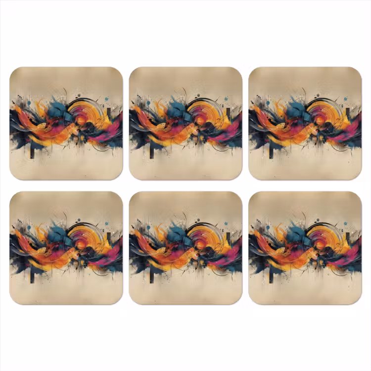 Explosie - Kleurrijk - Vormen - Abstract onderzetter kurk middel -3d