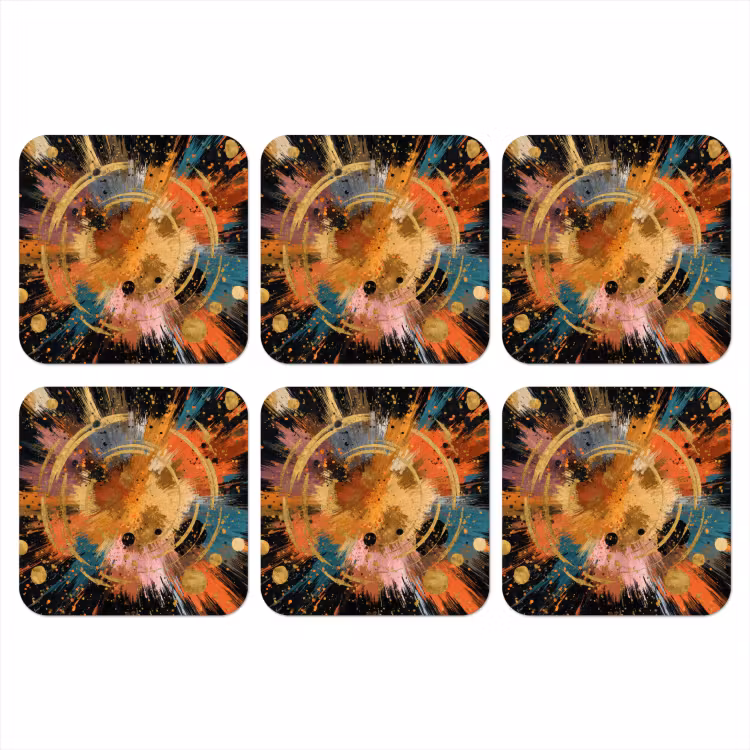 Explosie - Verfstructuur - Goud - Abstract onderzetter kurk middel -3d
