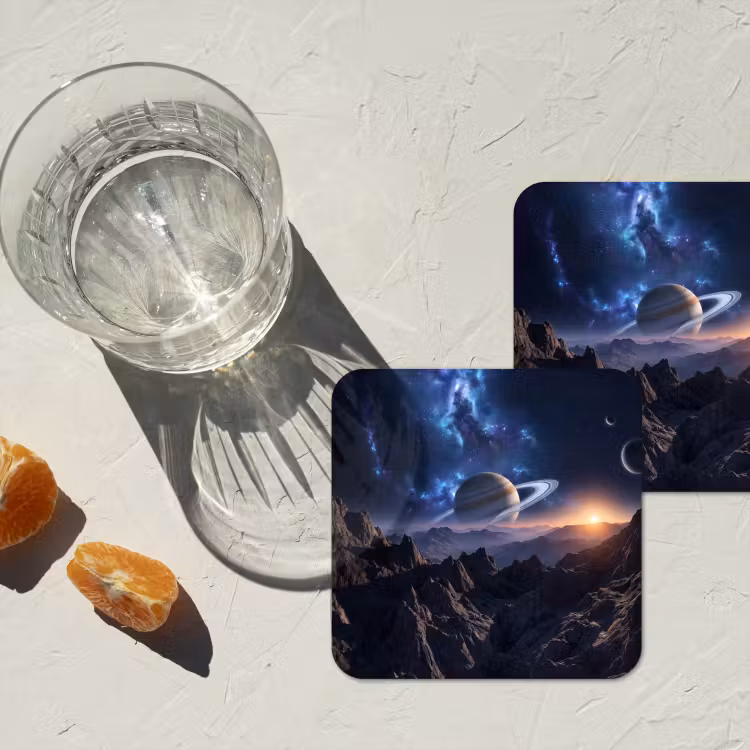 Fantasy - Kosmos - Landschap onderzetter kurk middel -sfeer4