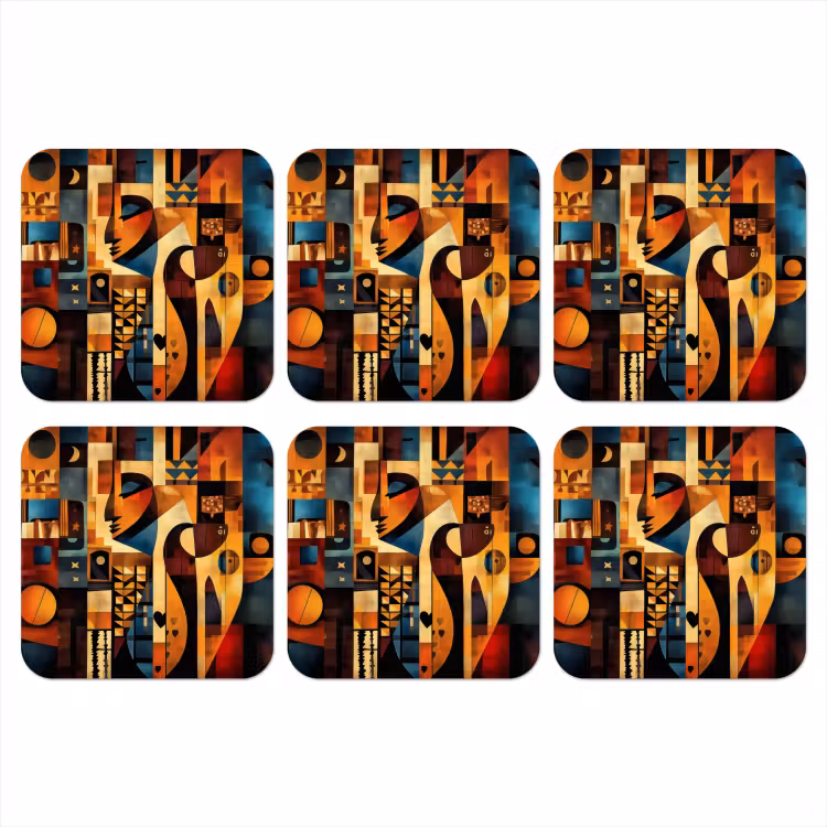 Figuren - Abstract - Symbolen onderzetter kurk middel -3d