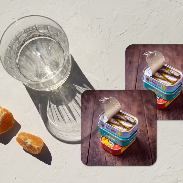 Coaster - Fish - Cans - Kitchen - Vis - Blikjes - Keuken onderzetter kurk middel