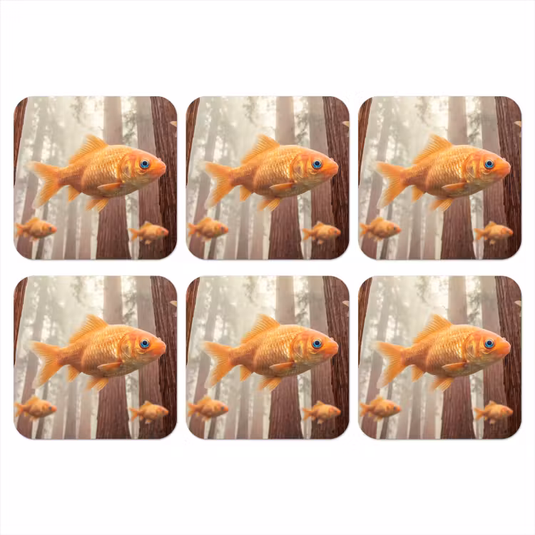 Coaster - Fish - Forest - Fantasy - Vis - Bos - Fantasie onderzetter kurk middel