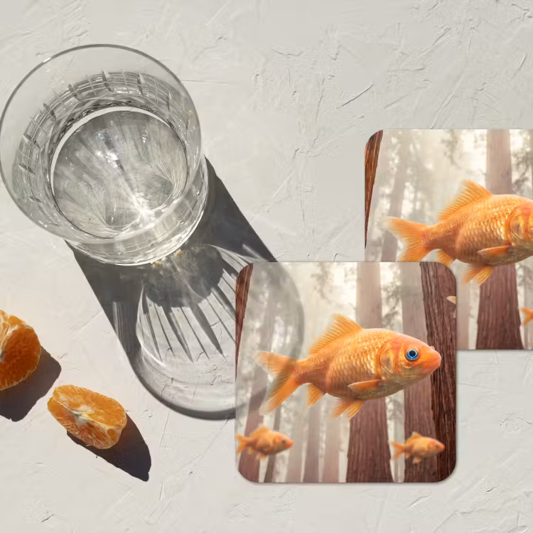 Coaster - Fish - Forest - Fantasy - Vis - Bos - Fantasie onderzetter kurk middel