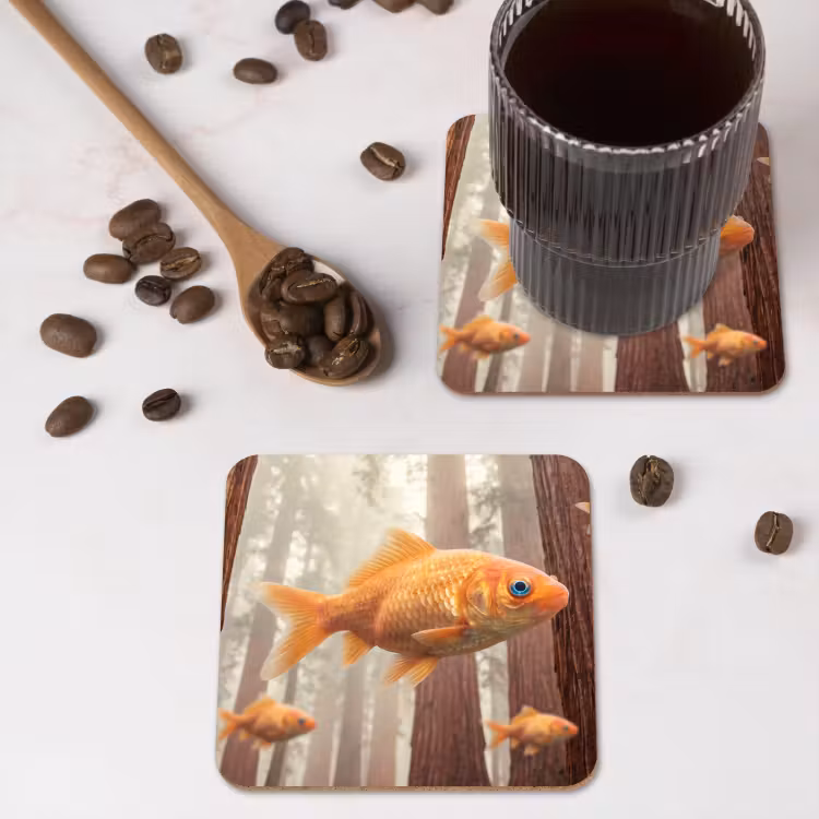 Coaster - Fish - Forest - Fantasy - Vis - Bos - Fantasie onderzetter kurk middel