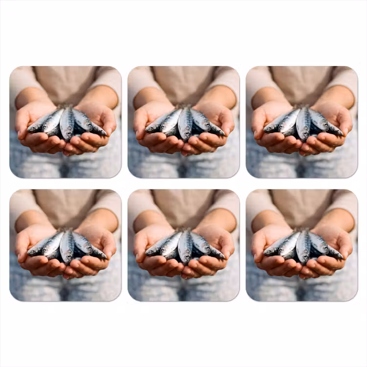 Coaster - Fish - Hands - Nature - Vis - Handen - Natuur onderzetter kurk middel