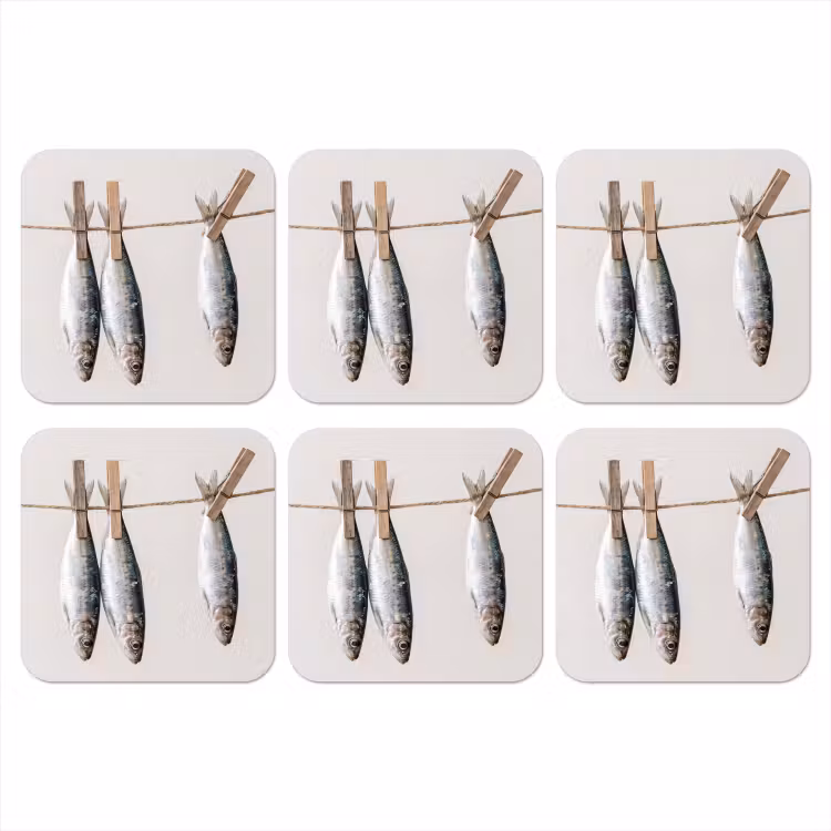 Coaster - Fish - Hanging - Food - Vis - Hangend - Eten onderzetter kurk middel