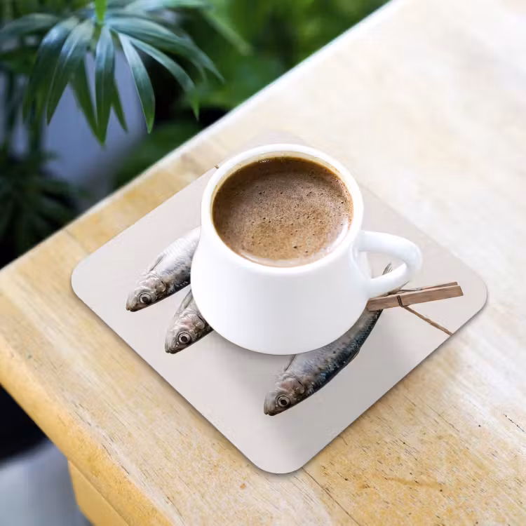 Coaster - Fish - Hanging - Food - Vis - Hangend - Eten onderzetter kurk middel